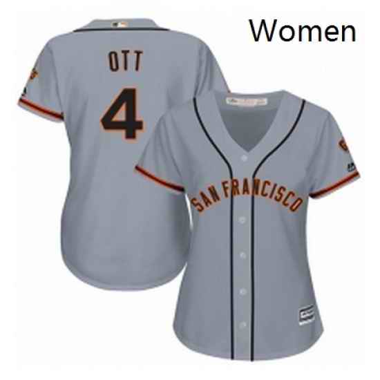 Womens Majestic San Francisco Giants 4 Mel Ott Replica Grey Road Cool Base MLB Jersey